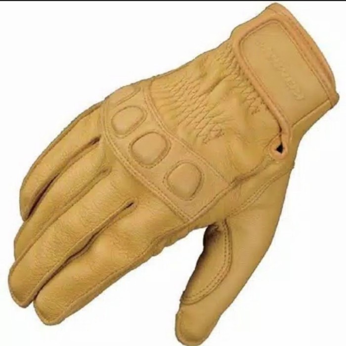[New] Komine Glove Gk 720 Leather Beige Vintage  Sarung Tangan Motor Kulit Diskon