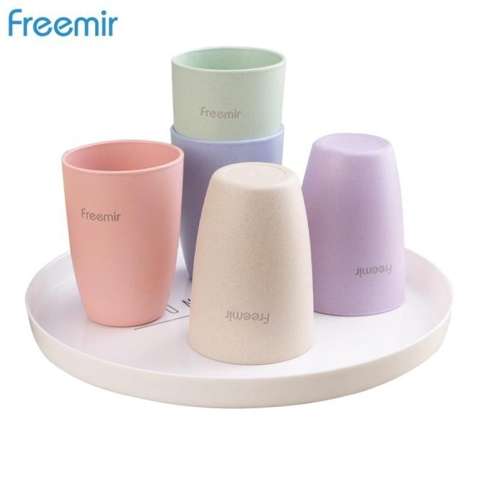 freemir gelas wheatstraw cangkir plastik cup warna warni Set 5 pcs