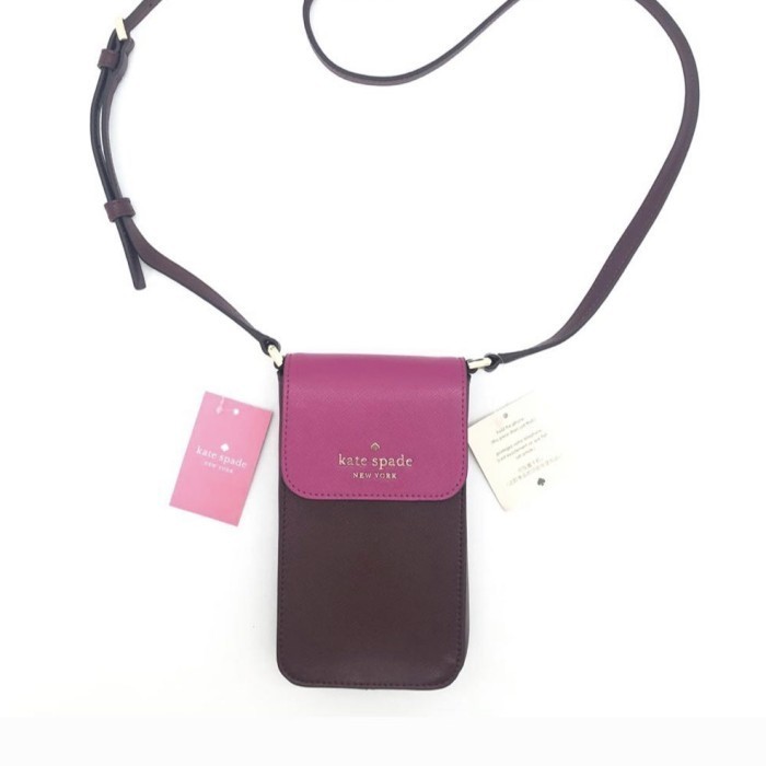 ✅New Ks Flap Phone Crossbody Staci Colorblock Pink Maroon Diskon