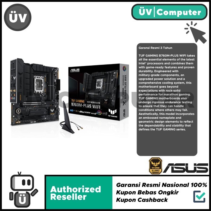 Motherboard Mobo Intel ASUS TUF GAMING B760M-PLUS WIFI DDR5 LGA1700