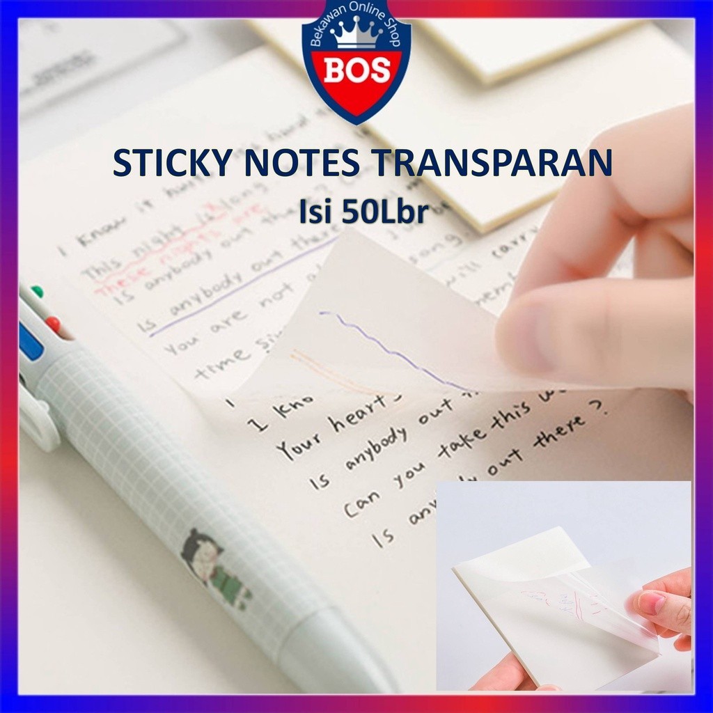 

Market1688 Set Kertas Notes Transparan 50 Lembar Label Stickers PET Tahan air dan halus Kertas Memo Tempel Anti Air Untuk Sekolah