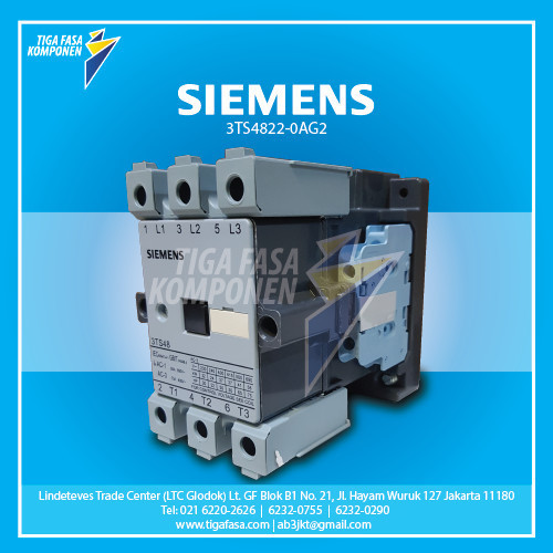 [New Ori] 3Ts4822-0Ag2 110V Contactor/Kontaktor 75A 37Kw 2No2Nc Siemens3Tf4822 Terbaru