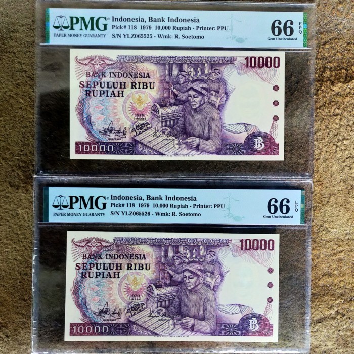 [New] Uang Kuno 10000 Rupiah Th 1979 Gamelan Urut Pmg 66Ep Harga Per2 Lembar Diskon