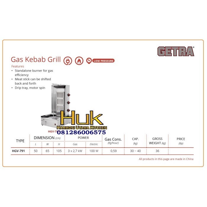 [New] Getra Kebab Grill Hgv-791 Terbaru