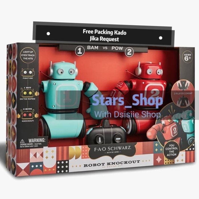 ✅Baru Fao Schwarz Robot Knockout Remote Control Boxing Set Original Robot Limited