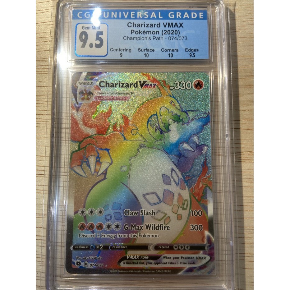 ✅Baru Pokemon Tcg En Champion'S Path Charizard Vmax Hr Cgc 9.5 / Psa 10 Limited