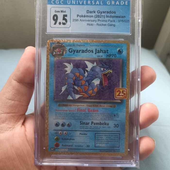 ✅Baru Gyarados Jahat 25Th Indonesia Cgc 9.5 Pokemon Slab Terbaru