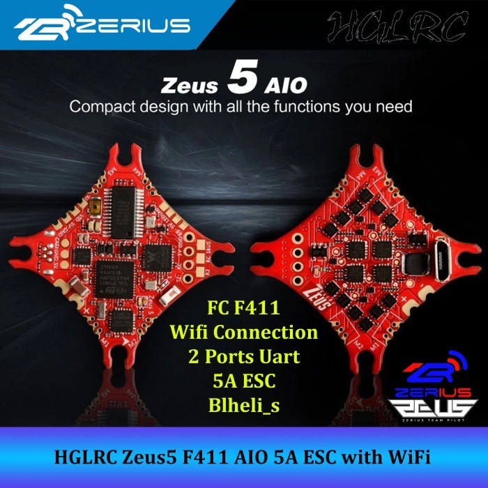 ✅Baru Hglrc Zeus5 Aio 1-2S F411 5A Esc Blheli_S With Wifi Flight Controller Terbatas