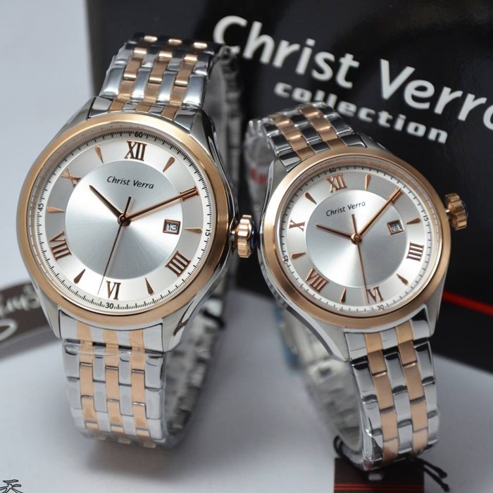 ✅Baru Christ Verra 52205Gl-14 Silver Rosegold Couple Original Terbaru