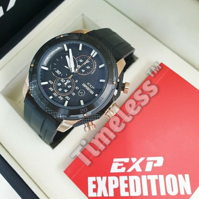 ✅New Jam Tangan Pria New Expedition Exp E 6810 M Black Rosegold Diskon