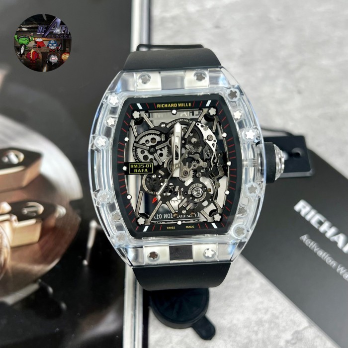 ✅New Ori Richard Mille 35-01 Rafa Limited Edition Black Rubber Strap Terbatas