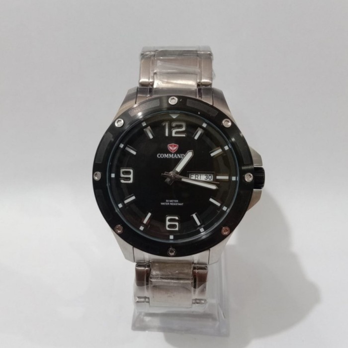 ✅Original Jam Tangan Pria Commando 6009 Silver Ring Black Rantai Original Berkualitas