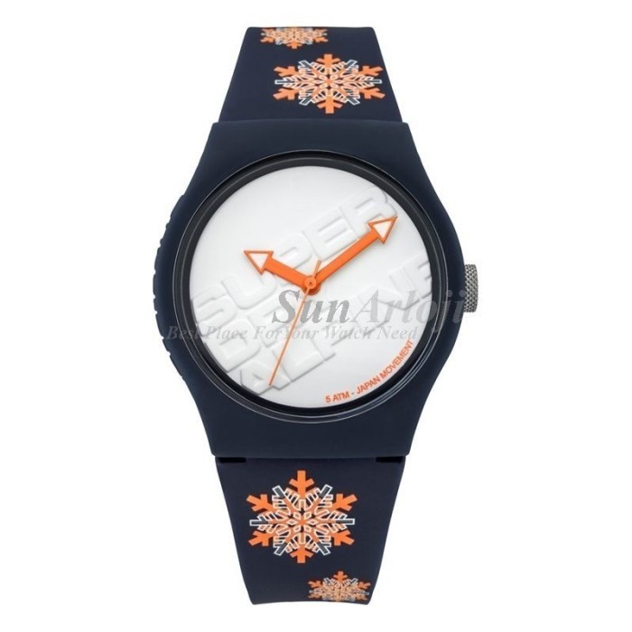 ✅Original Superdry Urban Flake Dark Blue With Fluro Orange Snow Flake Print Syg1 Berkualitas