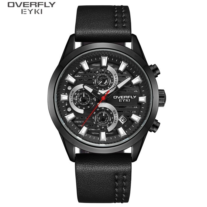 ✅Original Eyki Jam Tangan Pria Kasual Ori E31198L-Dz4Hhy Kulit Hitam Chrono Terbatas
