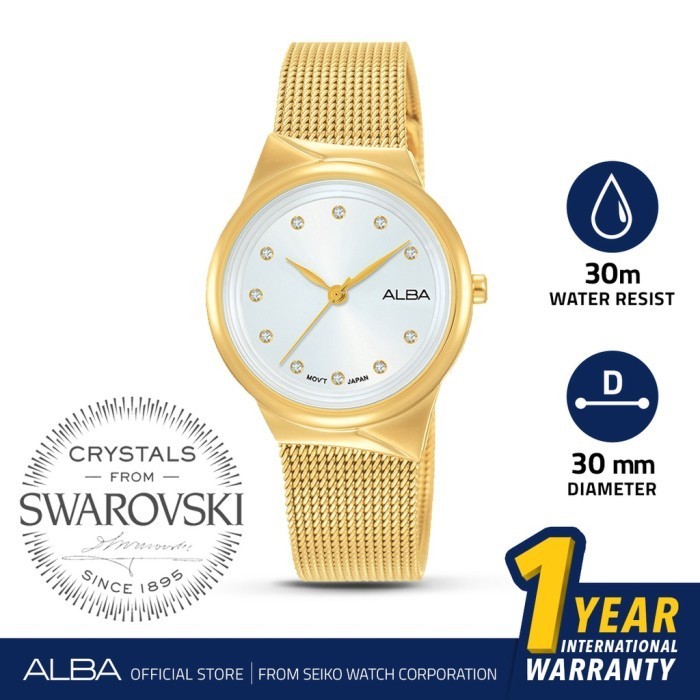 ✅Termurah Jam Tangan Alba Ah8616 Wanita Rantai Pasir Gold Original Limited