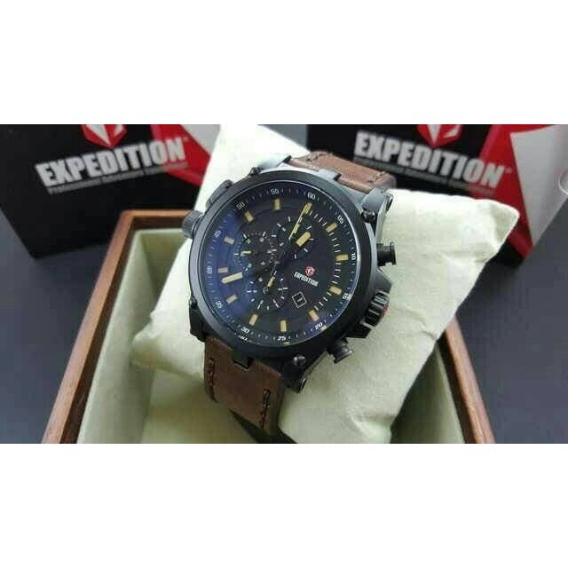 ✅Ready Jam Tangan Expedition E6621 Black Brown. Garansi Resmi 1Tahun Terbaru