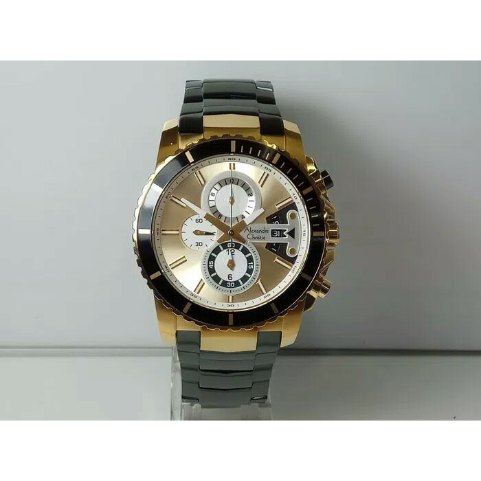 ✅Ori Jam Tangan Pria Alexander Christie Ac 6455 Cowok Green Gold Original Terbaru