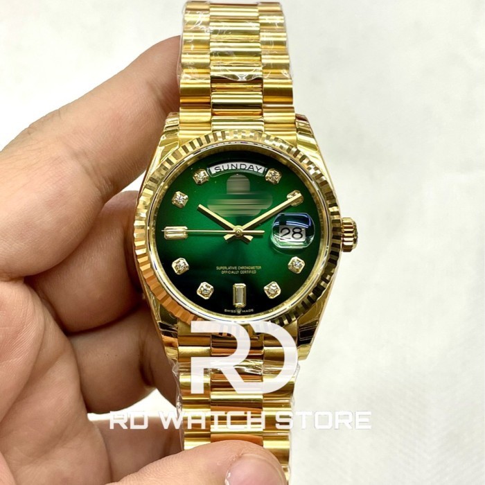 ✨Baru Jam Tangan Mewah Mode Dd Rd01 36Mm Green Diamond Dial Yg Ss Ewf Terbatas