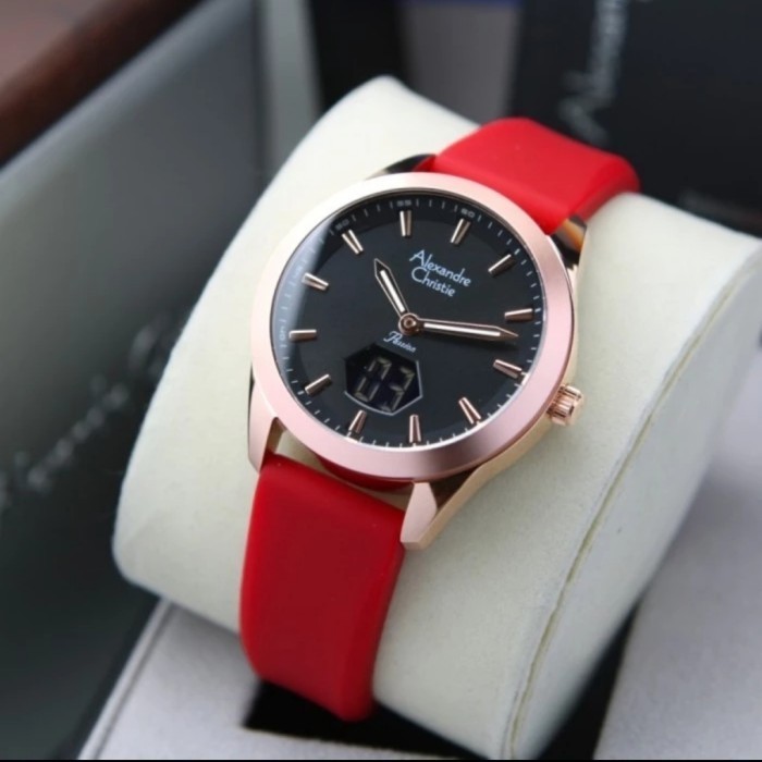 ✨Baru Jam Tangan Wanita Original Alexandre Christie Ac9394Lh Rosegold Red Limited