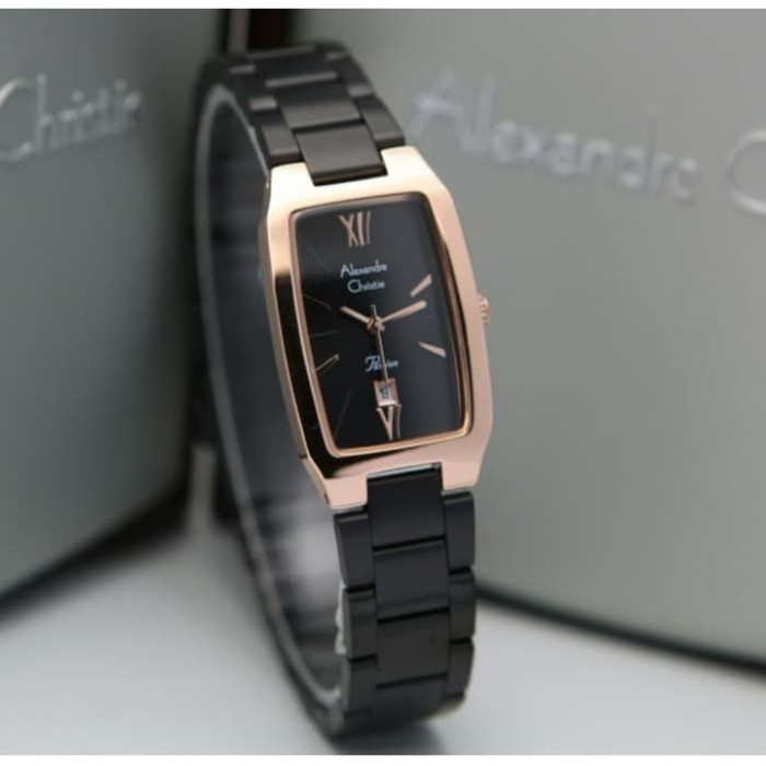 ✨Baru Jam Tangan Alexandre Christie Ac 2455 Black Rosegold Wanita Original Limited