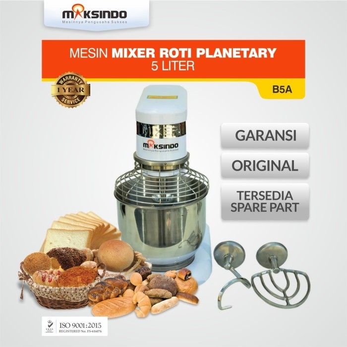 Mesin Mixer Roti Planetary 5 Liter Maksindo B5A