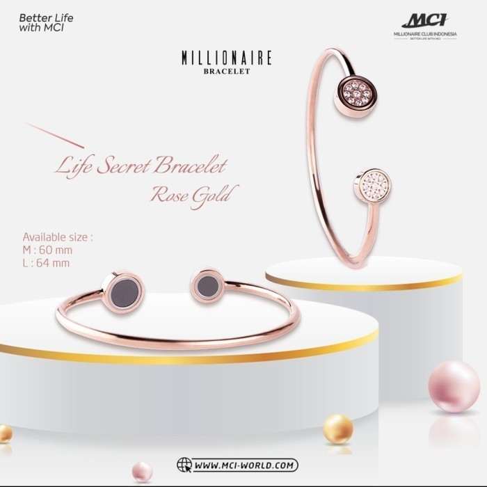Gelang Kesehatan Life Secret Bracelet Rose Gold Produk Mci Ori 100%