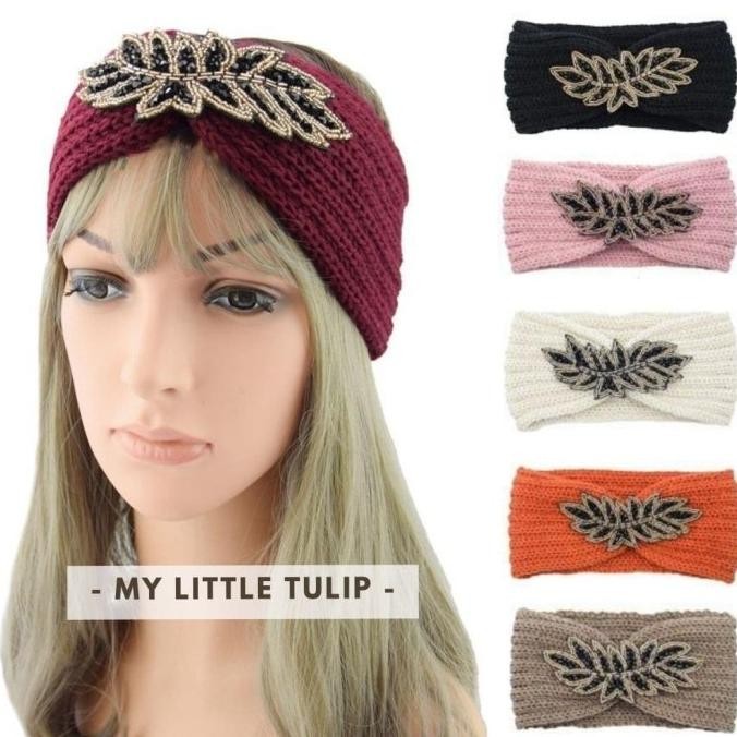 Jilbab Bandana Rajut Mote Mewah / Turban Mote2 Cantik / Bandana Lebar Pesta Stok Terbatas