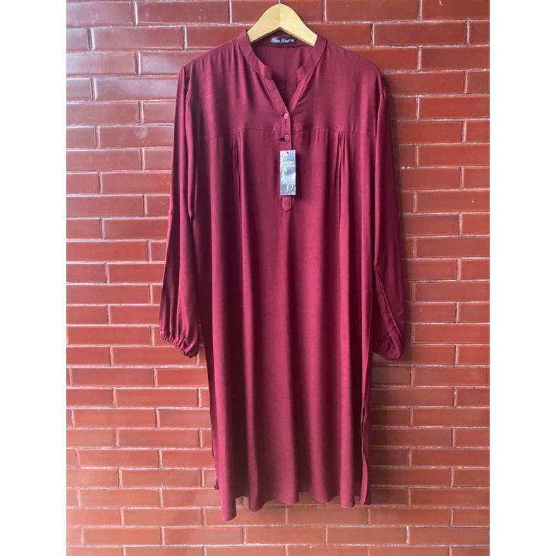 Gaya Muslim yang Menginspirasi. Long Tunik Atasan Polos Katun Rayon Putih White Black Hitam Merah Ma