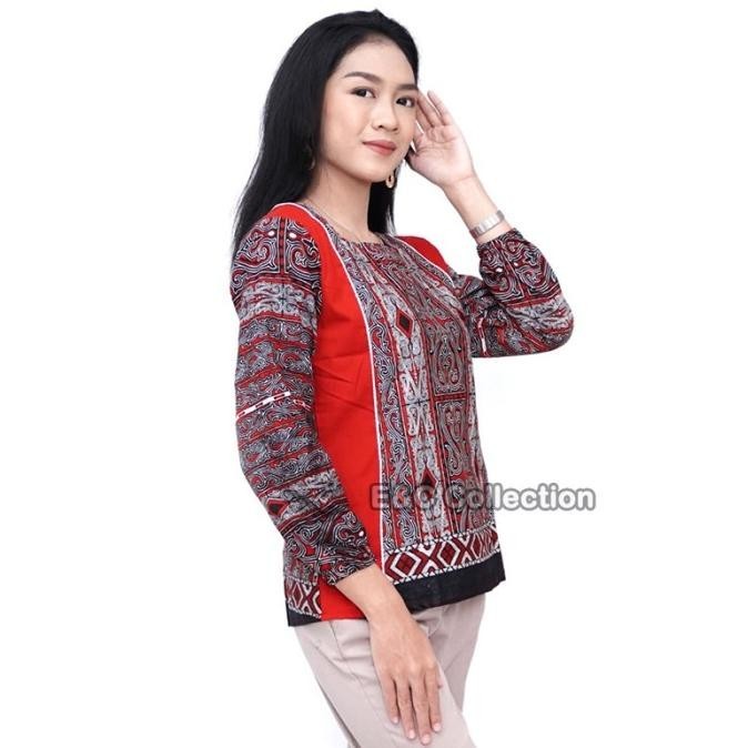 Ready Atasan Batik Wanita Motif Tenun Unique - Blouse Batik Wanita Berkualitas