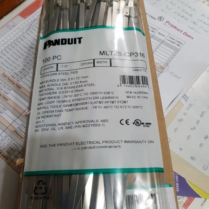 

Promo Panduit Stainless Steel Cable Ties Mlt2S-Cp316 /100 Piece / 1 Pack