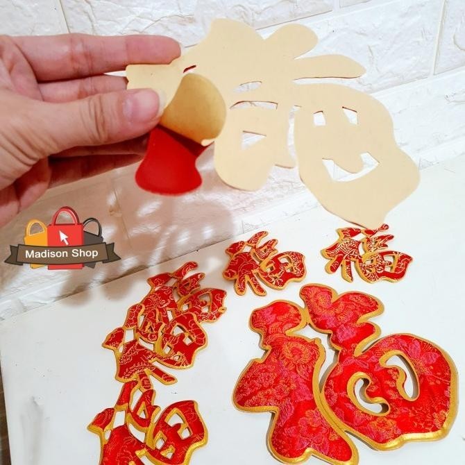 

Sticker Fu Hoki Bahan Kain Imlek Sticker Toples Fuk Merah Grosir Original
