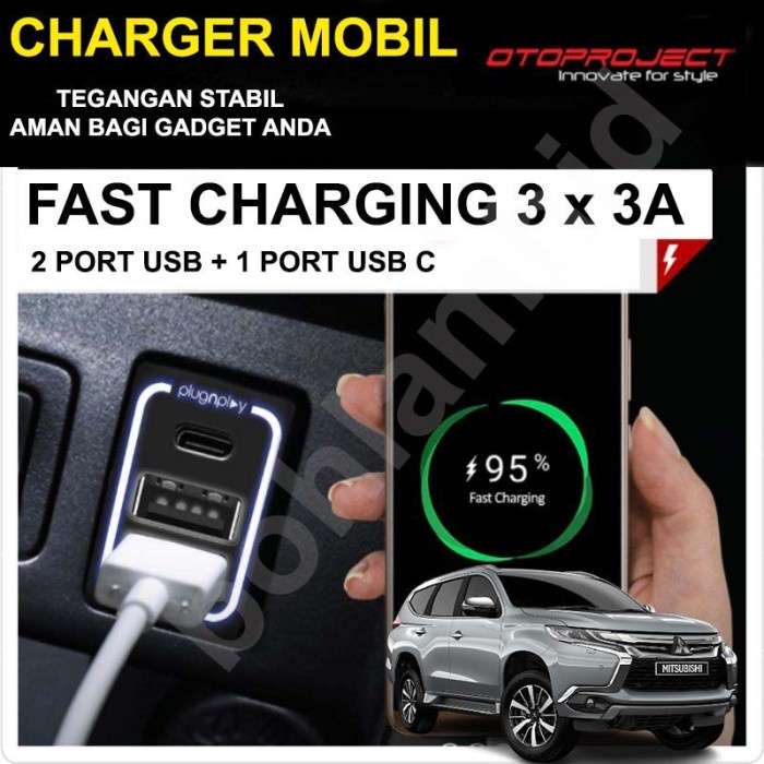 [Original] Usb Fast Charging New Pajero Sport V2 Otoproject Charger Hp Mobil 3A Terbaru