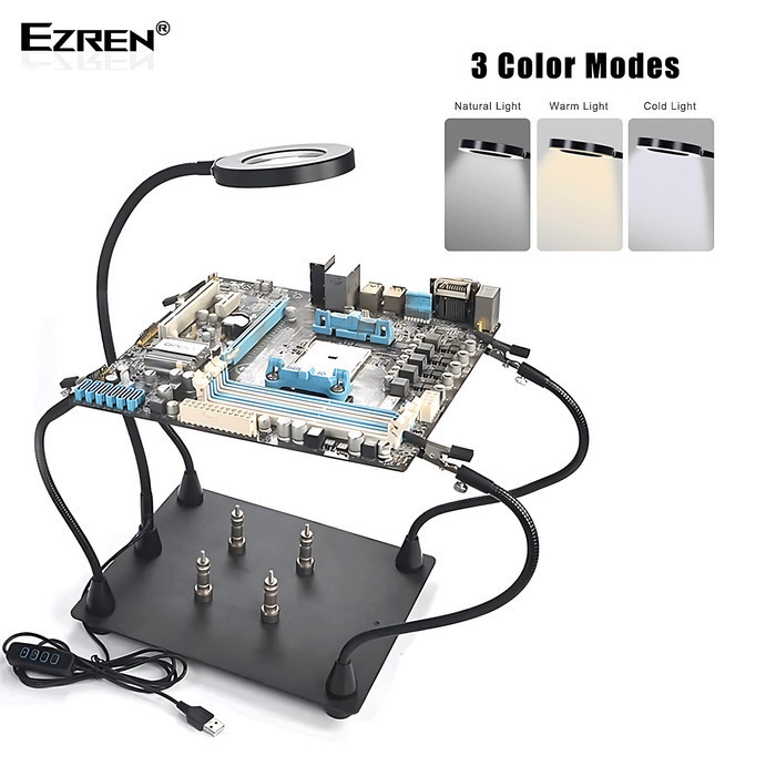 

[Baru] Ezren Te-808 Kaca Pembesar Led 3 Color Warna Lampu Univesal Clamp Terbaru