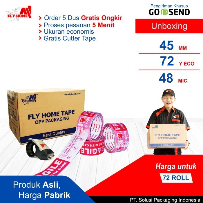 

[Baru] Flyhome Fragile Unboxing 1 Dus 72Yard 45Mm X 72Yard 2In Eco Instan Diskon