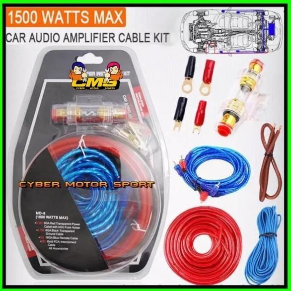 [Original] Paket Kabel Audio Mobil Set . Kit Audio Cable Amplifire Power Sekring Diskon