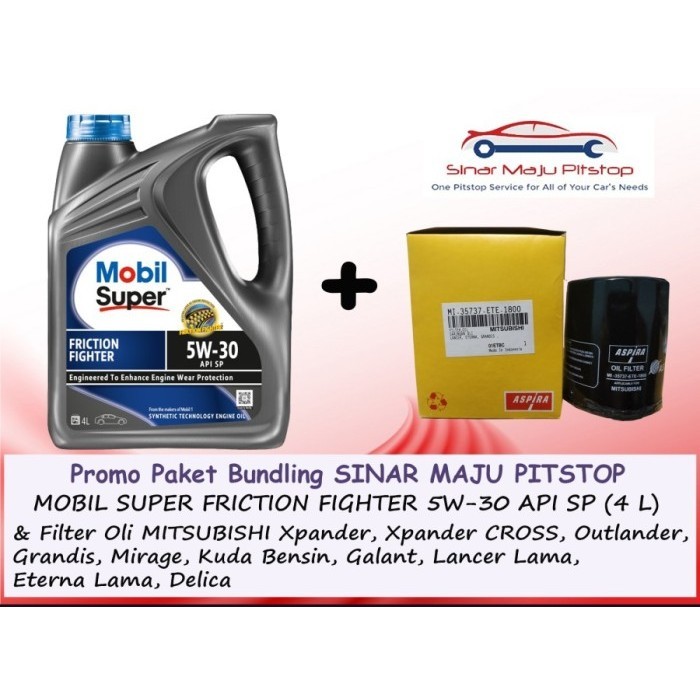 ✅COD Paket Oli Exxon Mobil Super 5W-30 Api Sp  Filter Mitsubishi Outlander Terbaru