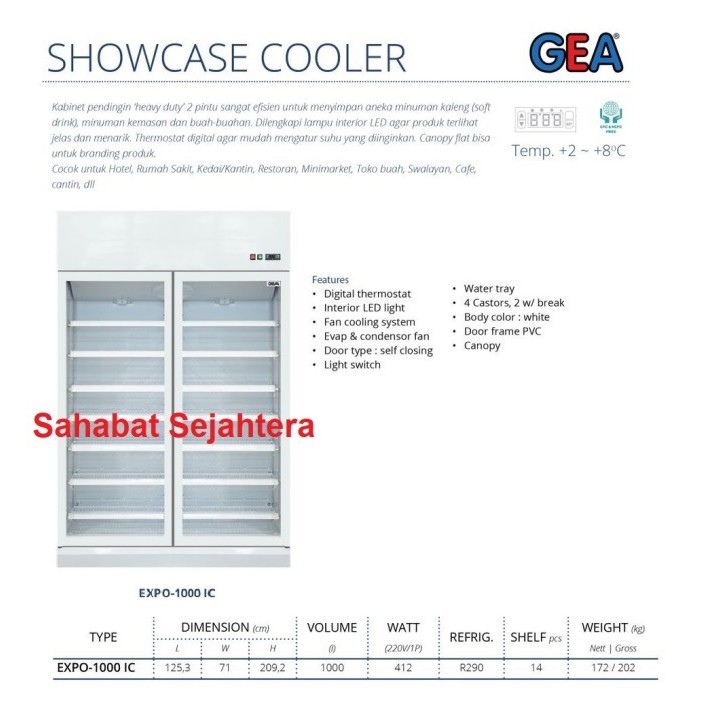 [Baru] Showcase Cooler Gea Expo-1000 Ic Kulkas Showcase 2 Pintu Limited