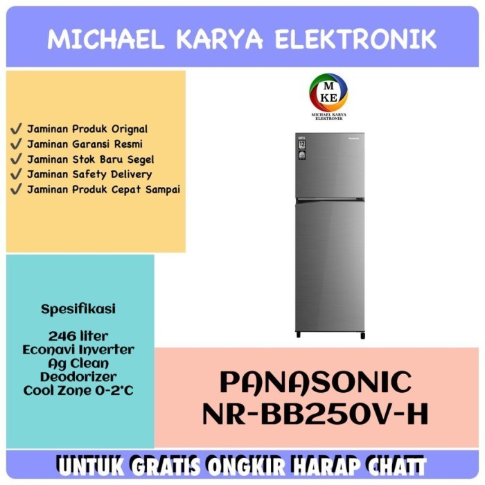 [Baru] Kulkas 2 Pintu Inverter Econavi Panasonic Nrbb250Vh 246L Nr Bb250V H Terbatas