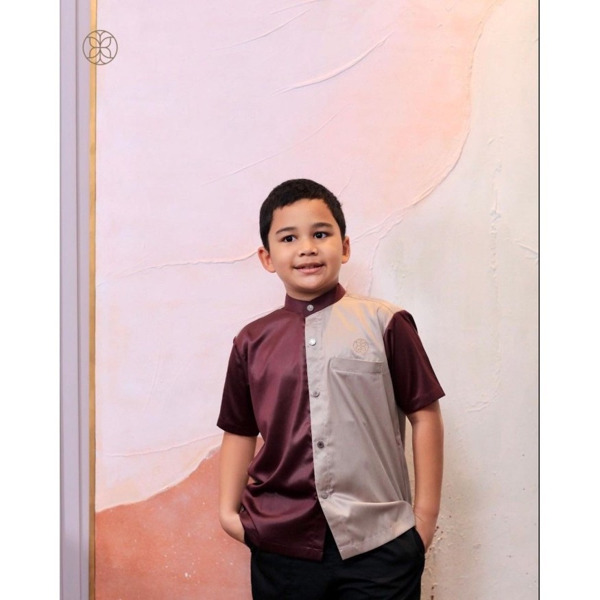 New Zm Feat Gerai Hawa - Ubaidah Koko Kids Maroon Beige Gratis Ongkir