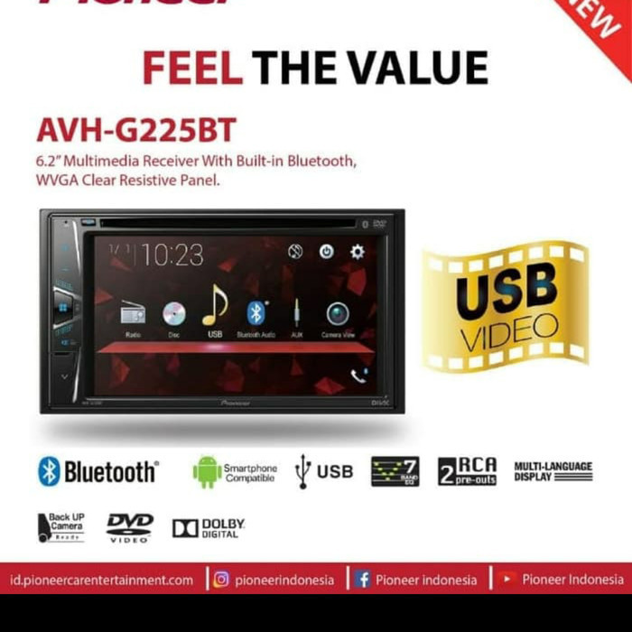 ✨Ori Pioneer Avhg225Bt - Pioneer Avh-G225Bt - Headunit Pioneer Avh225Bt Diskon