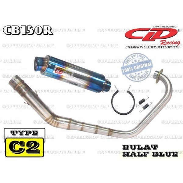 [New] Knalpot Cld Racing Cb150R Type C2 Silencer Bulat Half Blue Diskon