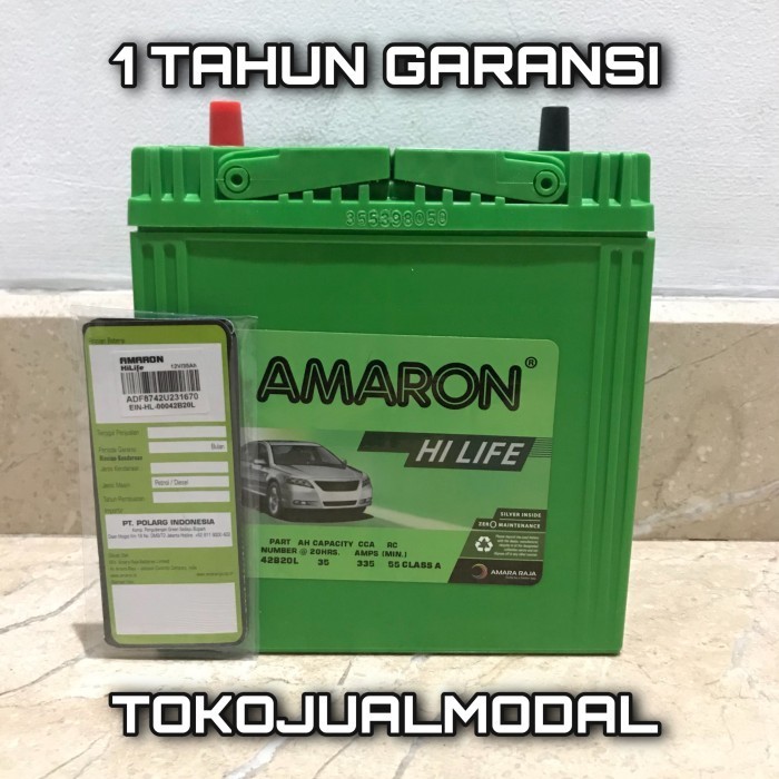 [Ori] Aki Mobil Toyota Calya Ns40Zl / 42B20L Amaron Hi Life Aki Kering Berkualitas