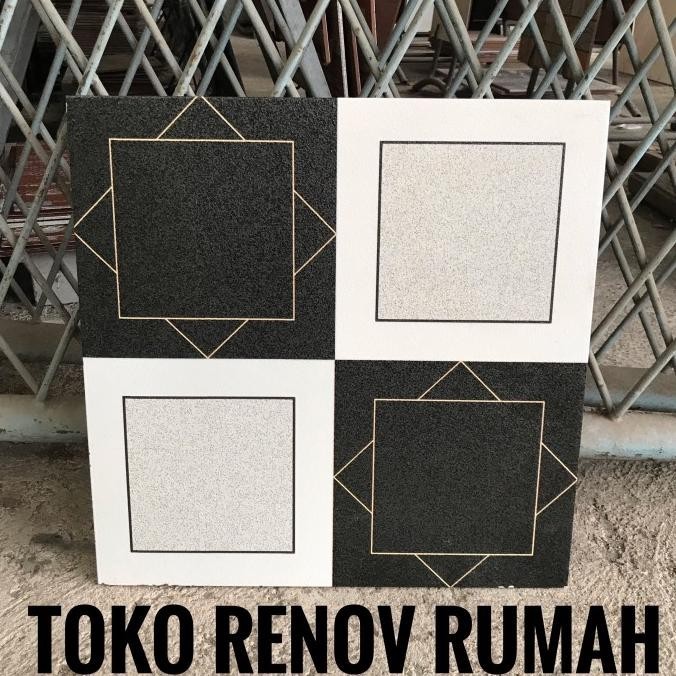 Keramik lantai 40x40 putih motif/ keramik hitam motif/ keramik garasi