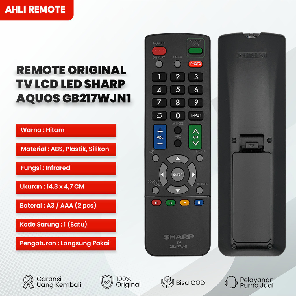 Remot TV Sharp Aquos LCD GB217WJSA Original  / Remote Sharp Aquos LED