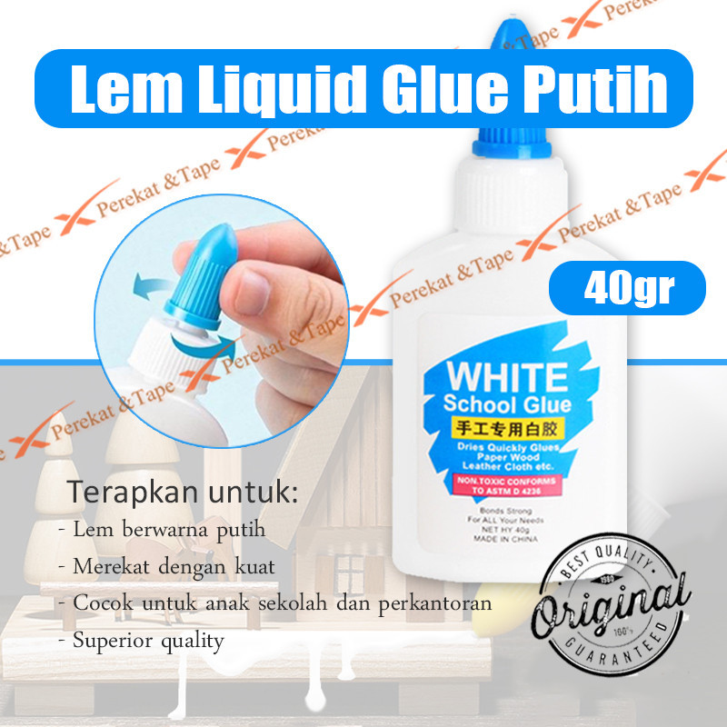 

Liquid Glue Putih 40gr / Lem Kertas Cair / Lem Serbaguna Glue / Lem Stik Botol White