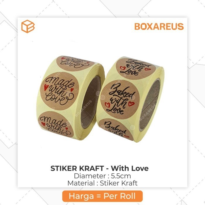

Stiker Kraft Made / Baked With Love Sticker Label Seal Decor