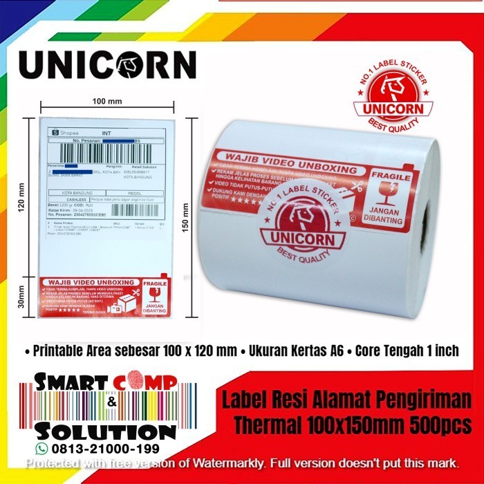 

Label Thermal Resi Alamat Awb A6 100X150Mm Stiker Fragile Unboxing 500