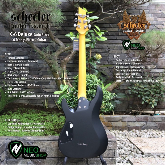 PROMO SCHECTER C6 DELUXE SATIN BLACK 6 STRINGS GITAR ELEKTRIK #ORIGINAL