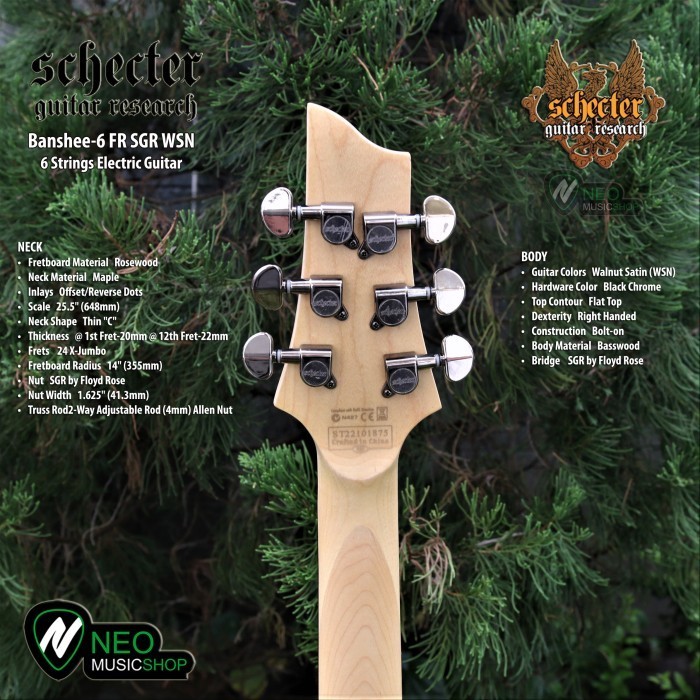 PROMO SCHECTER BANSHEE-6 FR SGR WALNUT SATIN (WSN) 6 STRINGS ELECTRIC GUITAR #ORIGINAL
