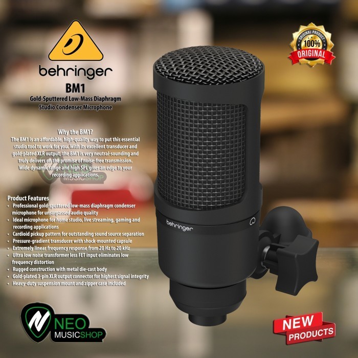 PROMO BEHRINGER BM1 GOLD-SPUTTERED DIAPHRAGM STUDIO CONDENSER MICROPHONE #ORIGINAL